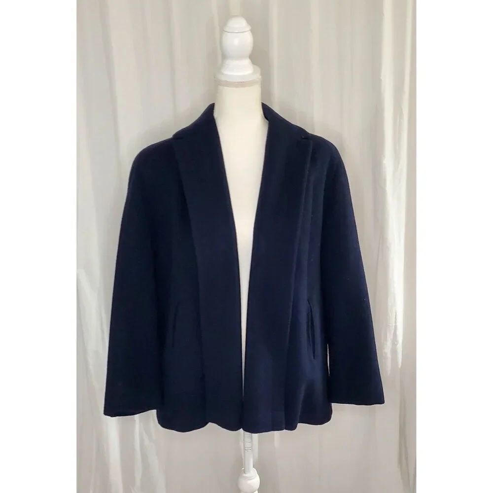 Rare Stroocks WoolL.S. Ayres Indianapolis Open Front Coat Dark Romantic Warm Lrg - Picture 1 of 16